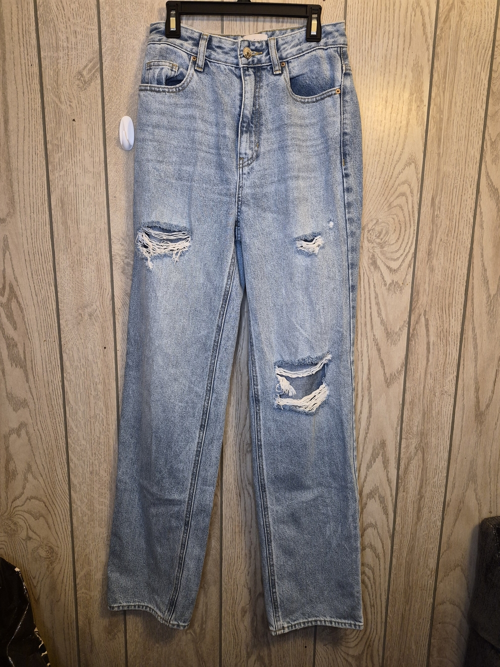 Pacific Sunwear Light Blue Distressed Straight-Leg Jeans